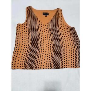 Premise Sleeveless V‑Neck Dotted Blouse Women’s Size M Mustard Black Print